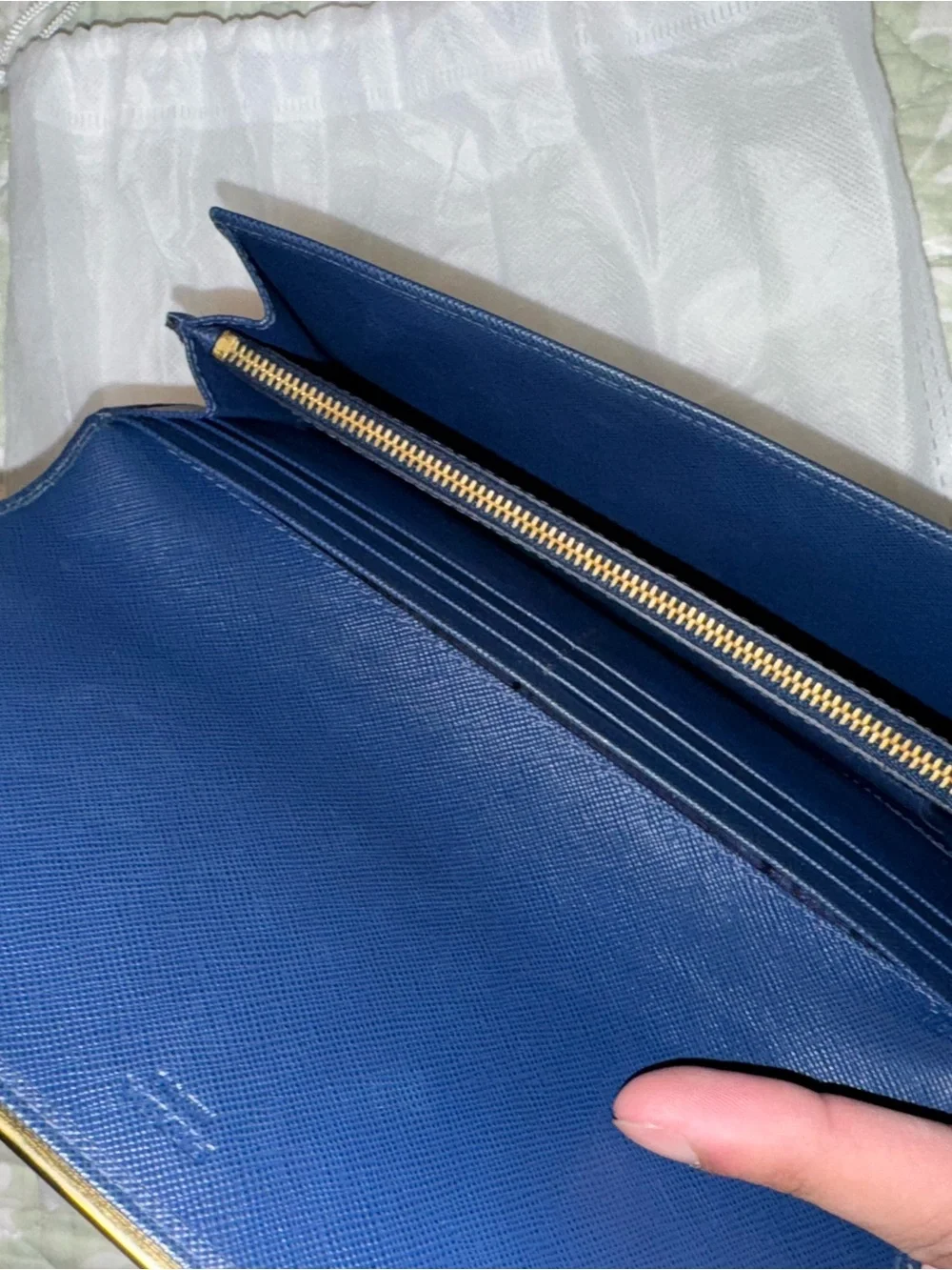 Prada Blue and Gold continental wallet